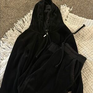 Black Velour Hoodie and Joggers Set